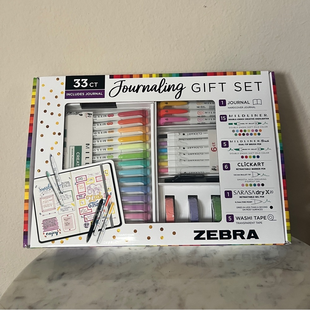 Zebra 33 count Journaling Gift Set - includes hardcover journal